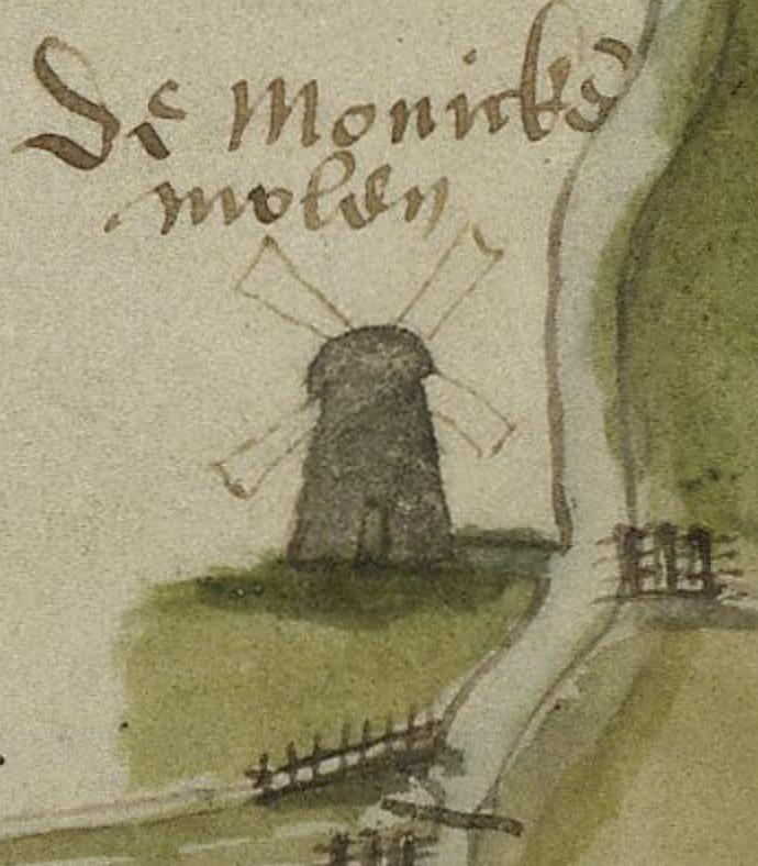 1, Molen 01540 e Harnaschpolder, Harnas Molen (Den Hoorn), fragment van oude kaart, collectie DVM | Database Nederlandse molens media-bestand