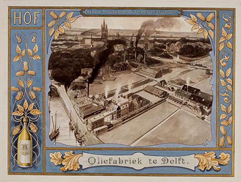 2, Molen 03504 a Het Fortuin / Slikmolen / Molen van Rossum (Delft), Affiche van de Nederlandsche Oliefabriek (NOF) van Calvé te Delft | Database Nederlandse molens media-bestand