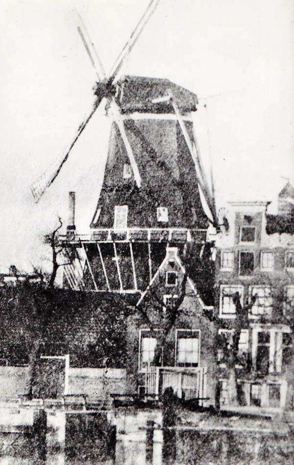 Molen 10109 Het Land van Beloften / De Eendracht / De Binnen Tuchthuismolen / De Rooseboom (Amsterdam), Ansichtkaart, serie 16 nr 1, coll. DVM | Database Nederlandse molens media-bestand