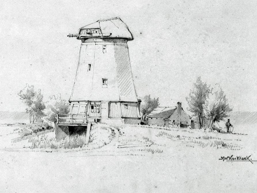 Molen 00817 b Diemermeer / Watergraafsmeer, middelmolen (Amsterdam), Tekening: H.W. Koekkoek, augustus 1887Stadsarchief Gemeente Amsterdam | Database Nederlandse molens media-bestand