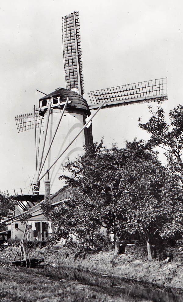 Molen 03937 v De Pauw / Pauwmolen (Delft), Ansichtkaart, Voerman, opn. 1966, serie, nr 12, coll. DVM | Database Nederlandse molens media-bestand