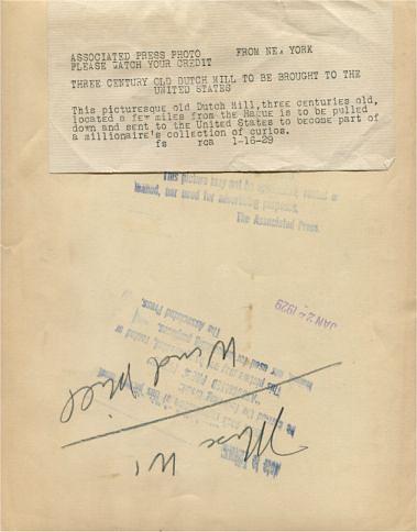 2, Molen 00884 Den Oosteresch / Lutjenhuusmolen / Weeninkmolen (Groenlo), achterzijde van de krantenfoto uit de coll. van P. van den Berg | Database Nederlandse molens media-bestand