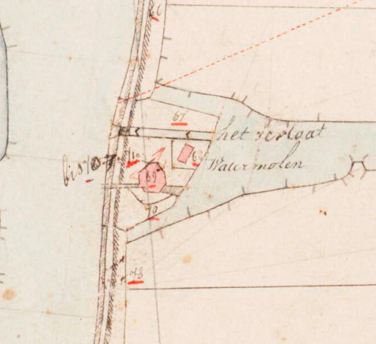 Molen 01213 x Verenigde Polder a /d Oostzijde, Groote Molen (Boskoop), Kadastrale kaart 1811-1832: minuutplan Zuidwijk, Zuid-Holland, sectie A, blad 01 (MIN08242A01) | Database Nederlandse molens media-bestand