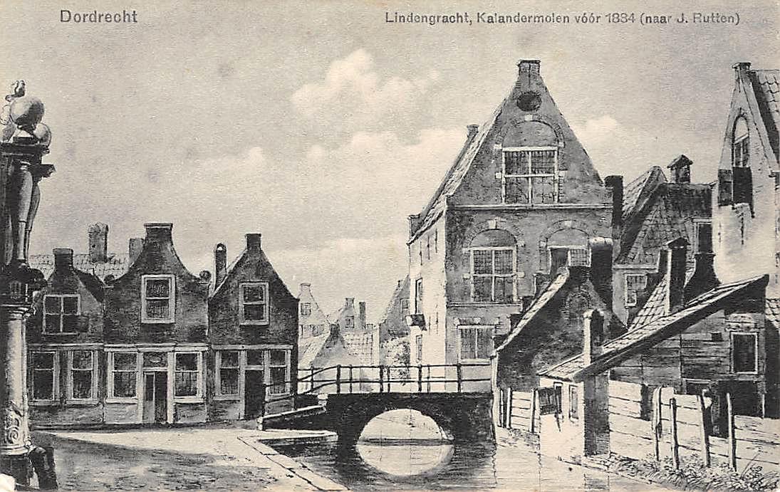 1, Molen 07071 De Klander Muelen / Kalandermolen (Dordrecht), Dordrecht Lindengracht Kalandermolen voor 1834 | Database Nederlandse molens media-bestand