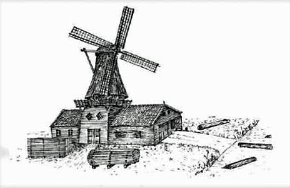 Molen 11909 Zaagmolen van Klazinga (Lippenhuizen/ Lippenhuzen), Tekening, zie Liphúster Nijsgjirrichheden | Database Nederlandse molens media-bestand