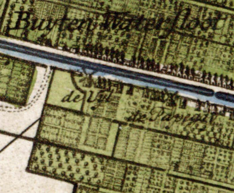 Molen 07274 De Uyl (Delft), Deel van de kaart van Krukius, 1712, collectie TU Delft | Database Nederlandse molens media-bestand