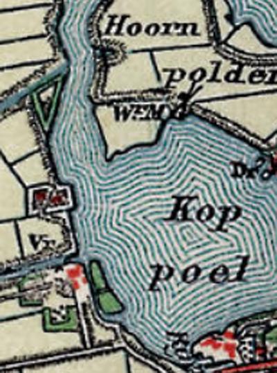Molen 01808 a Drooggemaakte Lijker- en Veender Polder, De Hoornmolen (Rijpwetering), topotijdreis: kaartfragment 1899 | Database Nederlandse molens media-bestand