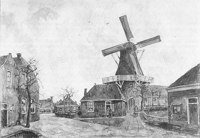 2, Molen 03807 b De Hoop / Molen van v.d. Leest (Grouw/ Grou), tekening, maker onbekend, zie website Dorpsbelang Grou | Database Nederlandse molens media-bestand