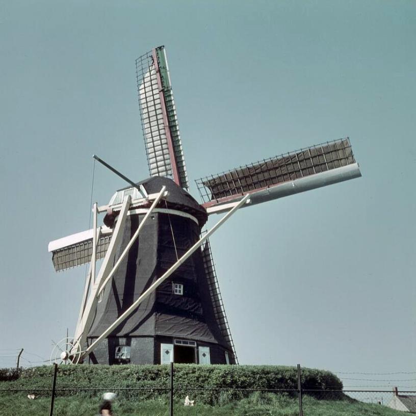 Molen 01659 Nooit Gedacht / De Nijverheid (Arnemuiden), Dia, juli 1961, collectie RCE: Documentnummer 405.446 | Database Nederlandse molens media-bestand