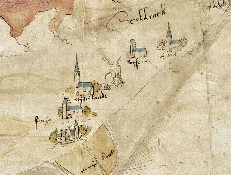 Molen 14962 Formerumermolen (1e) (Formerum/ Formearum ), detail van : 3043 Kaart van de Biltlanden met de eilanden Terschelling en Ameland.1557
collectie Nationaal Archief | Database Nederlandse molens
