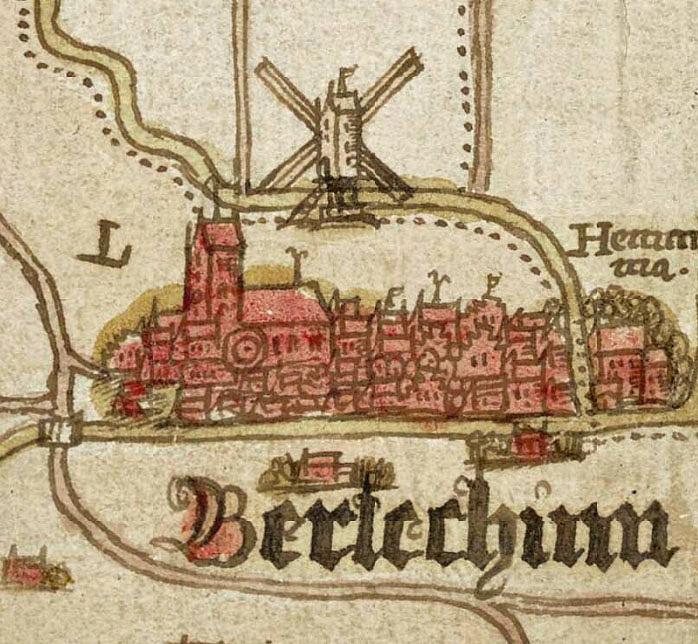 3, Molen 07982 Korenmolen van Berlikum (Berlikum/ Berltsum), Detail van Kaart van de Biltlanden bedijkt in 1505, met de dijkbreuken, collectie Nationaal Archief
&nbsp; | Database Nederlandse molens