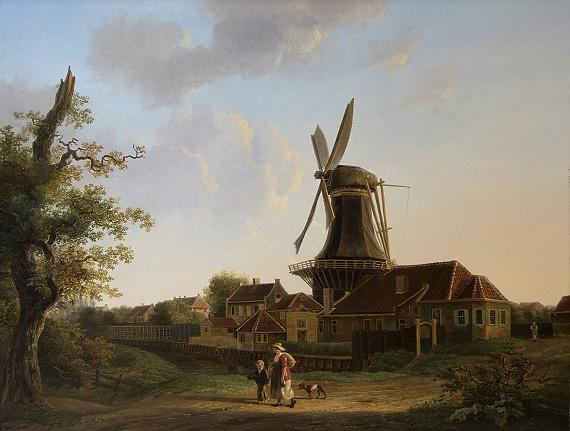 1, Molen 03941 o De Oude Ruiter / Molen de Ruts (Dordrecht), Willem de Klerk, ca. 1825, schilderij, particuliere collectie | Database Nederlandse molens
