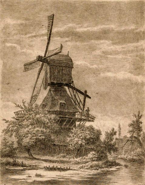 1, Molen 06676 c De Kraai (Giessenburg), tekening van F. Lebret 1842ca collectie Beeldbank RAD 552_131170 | Database Nederlandse molens