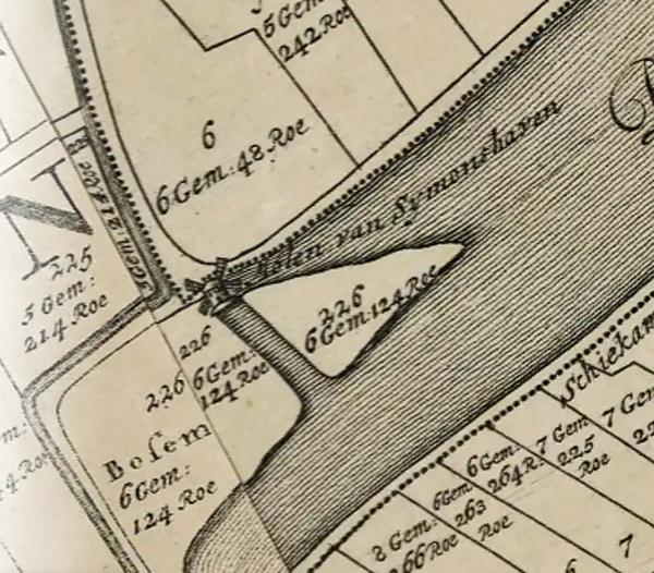1, Molen 01912 c De Grote Molen / De Simonshavensche watermolen (Biert), detail van kaart: Caerte gemaeckt op ordre vande bovengenoemde Heeren Opperdijckgraeff en Hoog Heemraden des Ringhs van Putten, nae de meetinge gedaen by Daniel Schellincx lantmeeter inden jare 1617-1701 | Database Nederlandse molens