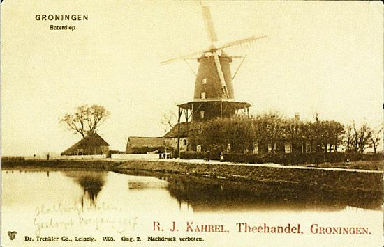 1, Molen 00468 a De Steenbok / Halfwegsmolen (Groningen), Ansichtkaar, ca 1905 | Database Nederlandse molens