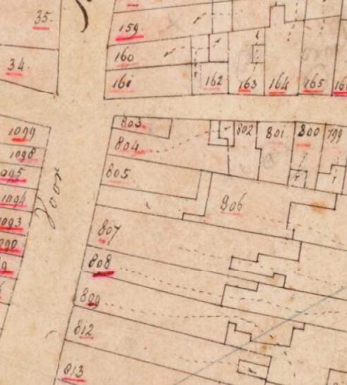 Molen 07874 Pauwestein (Dordrecht), Detail van de Kadastrale kaart 1811-1832: minuutplan Dordrecht, Zuid-Holland, sectie G, blad 01, nr 807 (MIN08037G01) | Database Nederlandse molens