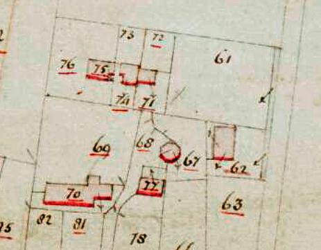 Molen 10845 Standerdmolen van Midwolda (opvolger) (Midwolda), Detail van de Kadastrale kaart 1811-1832: minuutplan Midwolda, Groningen, sectie G, blad 01 (MIN01028G01) | Database Nederlandse molens