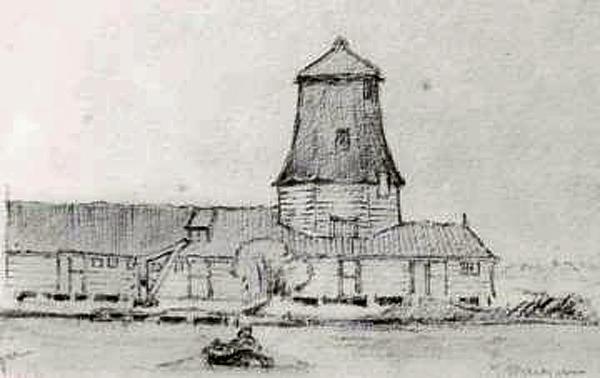 1, Molen 06392 a Het Kind van Weelde, bijgenaamd De Bok (Westzaan), Tekening van J. Kruyver | Database Nederlandse molens