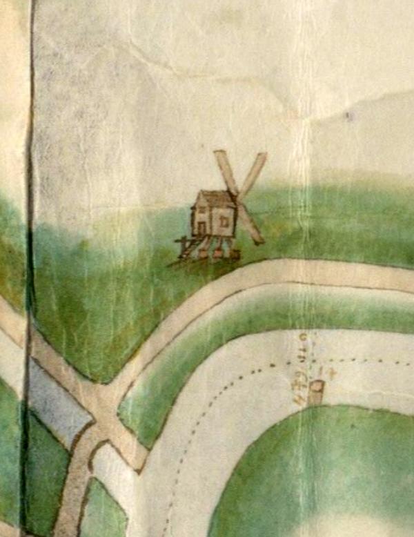 Molen 08398 De Druiper (Haarlem), detail van kaart 1605, P. Pieter Bruynsz. collectie
Beeldcollectie van de gemeente Haarlem | Database Nederlandse molens