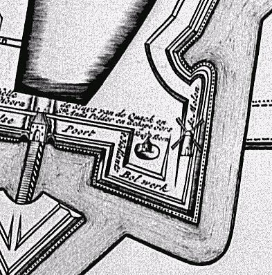 Molen 07376 De Hoop (Hellevoetsluis), Caarte van het Geinundeerde Weer-Gors en 't Fort van Helle-Voet-Sluys | Database Nederlandse molens
