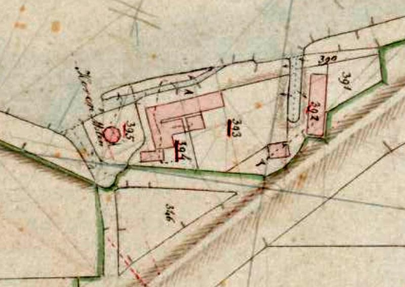 1, Molen 18111 Grutterij aan de Kleipoel (Rijpwetering), detail van kadaster 1811-1832, D2 nr 394 | Database Nederlandse molens