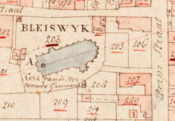 Molen Grutterij van Bleiswijk (Bleiswijk), detail van kadaster 1811-1832, C1 nr 206 | Database Nederlandse molens