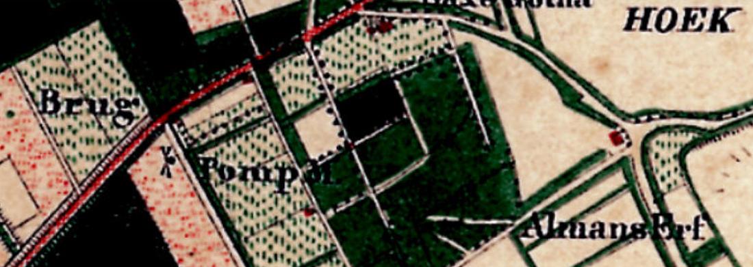 1, Molen Pompmolen (Boxmeer), topografische kaart (Bonneblad) van 1867 (topotijdreis.nl) | Database Nederlandse molens