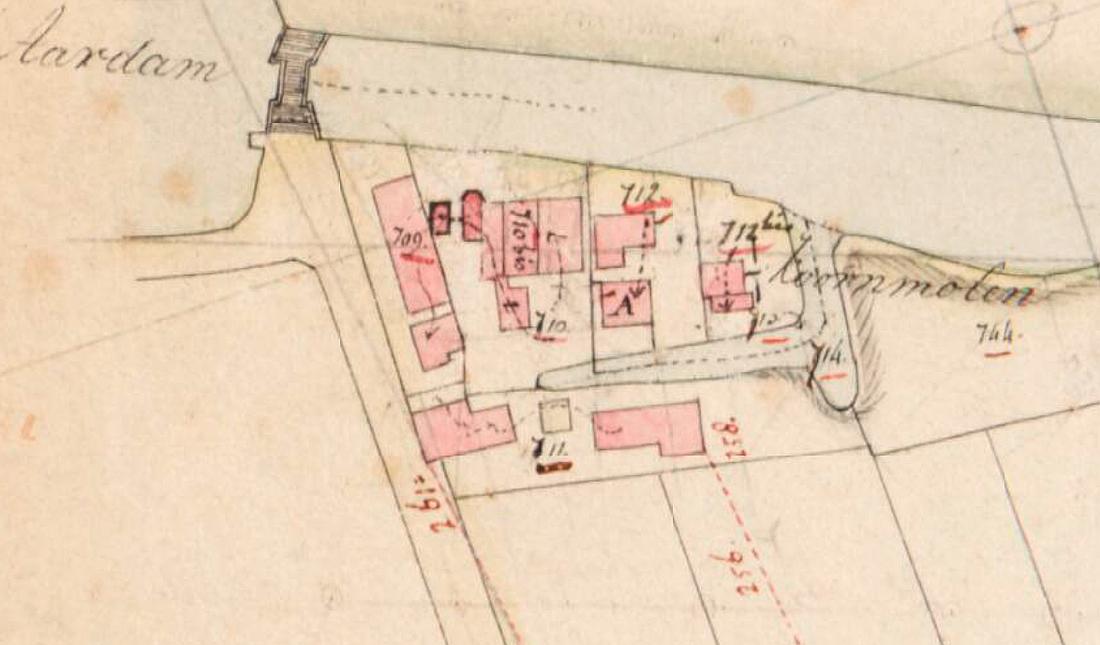 Molen 18106 Grutterij in Ter Aar (Aardam), Kadastrale kaart 1811-1832: minuutplan Ter Aar, Zuid-Holland, sectie B, blad 05 | Database Nederlandse molens