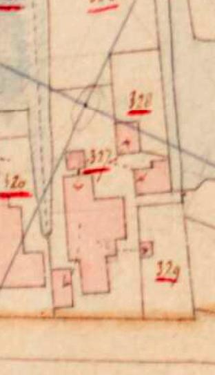 1, Molen Grutterij in Zevenhuizen (Zevenhuizen), Detail van de Kadastrale kaart 1811-1832: minuutplan Zevenhuizen, Zuid-Holland, sectie B, blad 02, nr 328 | Database Nederlandse molens