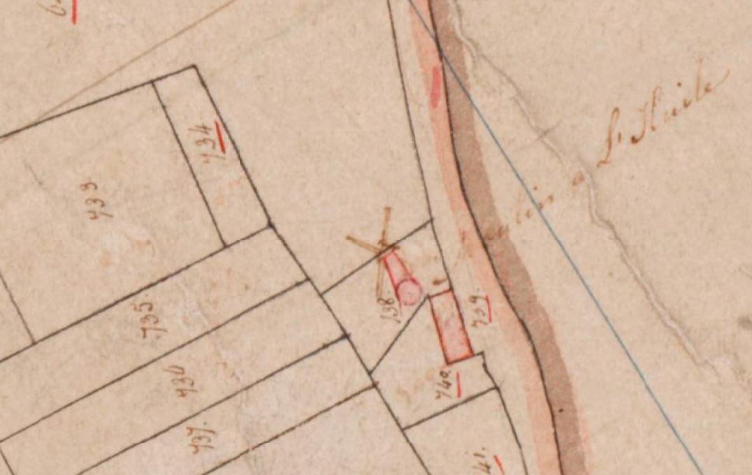 1, Molen 07416 Molen Kivits / De Mosterdpot (Gemert), Detail van de Kadastrale kaart 1811-1832: minuutplan Gemert, Noord-Brabant, sectie K, blad 02, 738 | Database Nederlandse molens