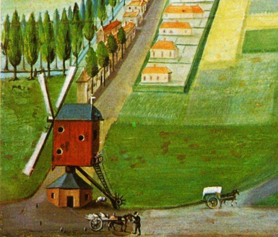 Molen 01593 a Het Zoutvat (Gemert), Deel van een schilderij, ca 1820, schilder anoniem | Database Nederlandse molens