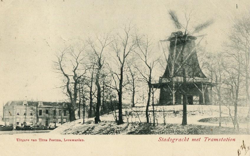 Molen 02982 g De Arend (Leeuwarden/ Ljouwert), Ansichtkaart&nbsp; ca 1900, Collectie Paul van den Berg | Database Nederlandse molens