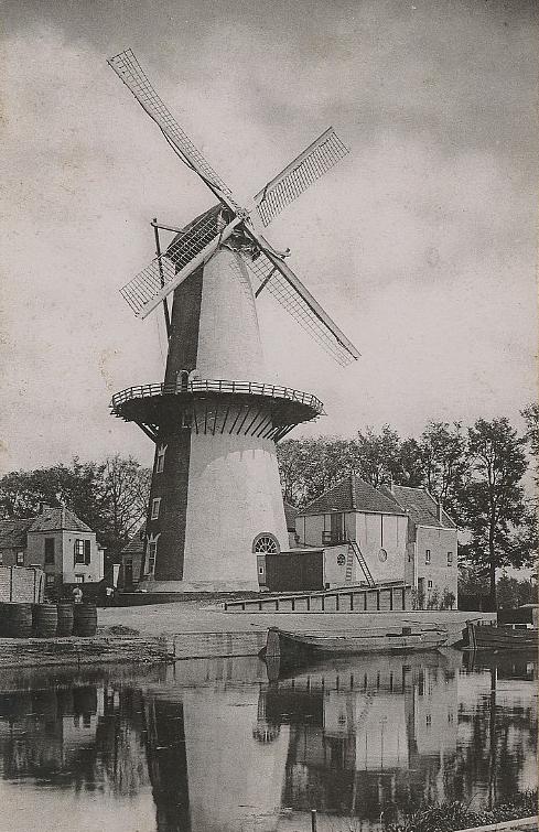 Molen 03503 a De Groenmolen /Sprangmolen (Delft), Ansichtkaart, 1880-1890, collectie Paul van den Berg | Database Nederlandse molens