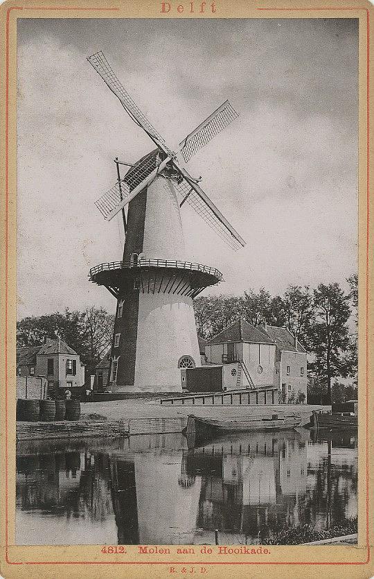 1, Molen 03503 a De Groenmolen /Sprangmolen (Delft), Ansichtkaart, 1880-1890, collectie Paul van den Berg | Database Nederlandse molens