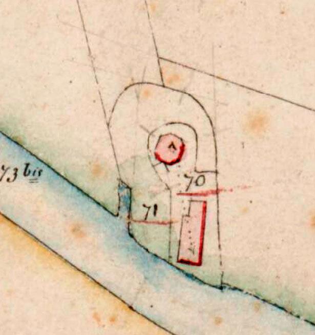 1, Molen 08119 Om te Leven (2e voorganger) (Harmelen), detail van de Kadastrale kaart 1811-1832: minuutplan Harmelen, Utrecht, sectie A, blad 01 | Database Nederlandse molens