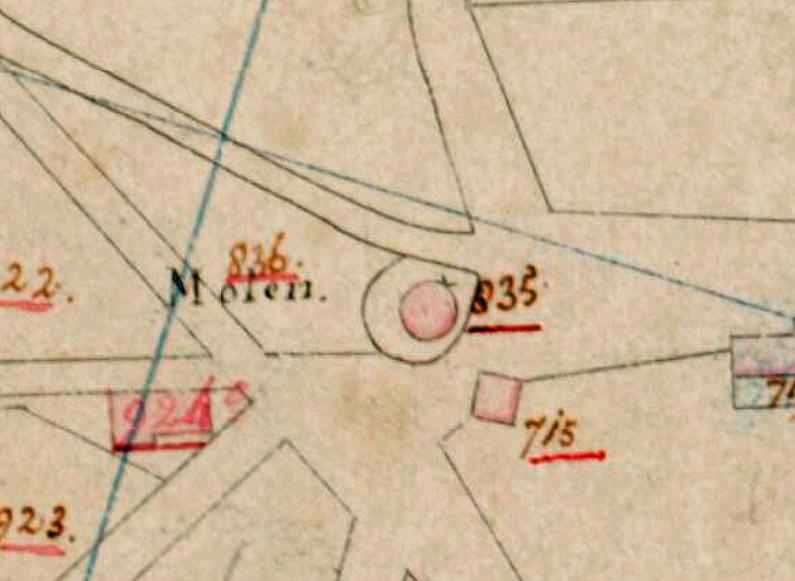 Molen 13307 Zelden Rust (voorganger) (Made), Detail van de Kadastrale kaart 1811-1832: minuutplan Made en Drimmelen, Noord-Brabant, sectie H, blad 02 | Database Nederlandse molens