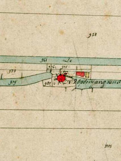 Molen 00951 f Hazerswoudsche Droogmakerij (Westvaart driegang), middelmolen (2 van 3) (Hazerswoude-Dorp), Kadastrale kaart 1811-1832: minuutplan Hazerswoude, Zuid-Holland, sectie A, blad 03 | Database Nederlandse molens
