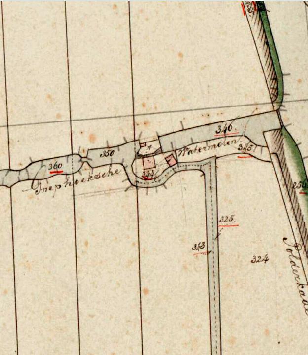 Molen 08082 Gnephoekpolder, Gnephoekmolen (Alphen aan den Rijn), Kadastrale kaart 1811-1832: minuutplan Oudshoorn, Zuid-Holland, sectie A, blad 02 | Database Nederlandse molens
