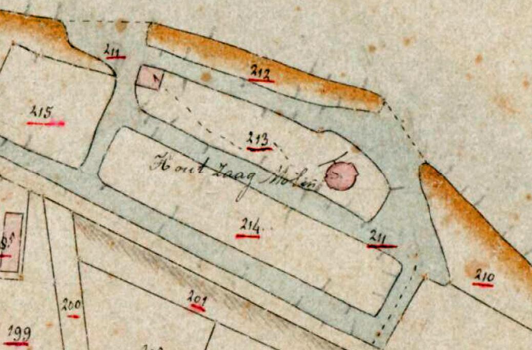 Molen 01003 a De Pauw (Oude Wetering), Kadastrale kaart 1811-1832: minuutplan Alkemade, Zuid-Holland, sectie B, blad 01 | Database Nederlandse molens