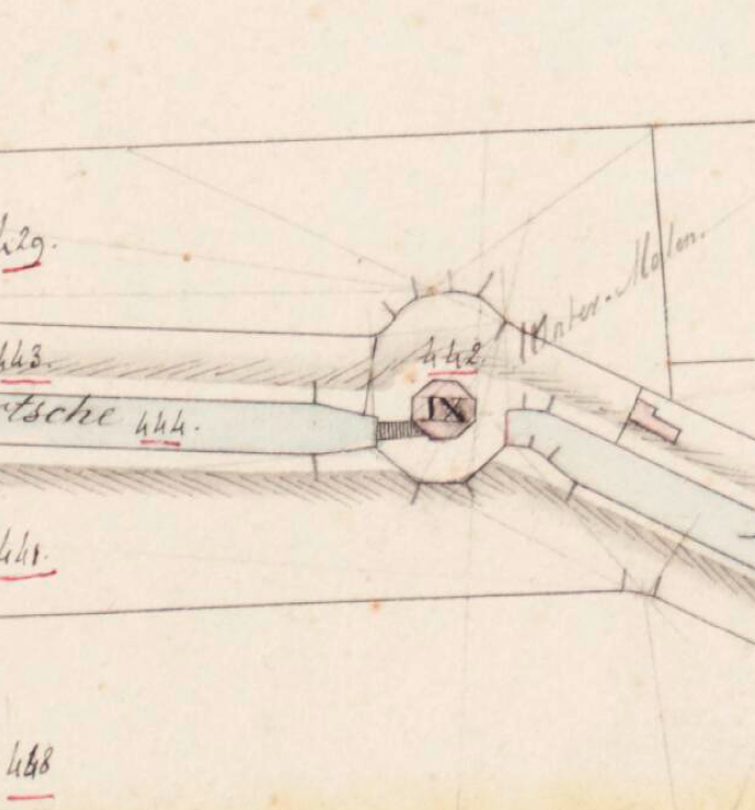 Molen 01008 c Nieuwkoopse Droogmakerij, Nieuwkoopse polder, 1e gang, tweede molen 9 (Korteraar), Kadastrale kaart 1811-1832: minuutplan Ter Aar, Zuid-Holland, sectie B, blad 03 | Database Nederlandse molens