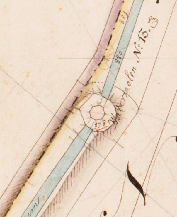 Molen 01008 g Nieuwkoopse Droogmakerij, Nieuwkoopse polder, 5e gang, ondermolen 13 (Nieuwkoop), Kadastrale kaart 1811-1832: minuutplan Nieuwkoop, Zuid-Holland, sectie A, blad 04 | Database Nederlandse molens