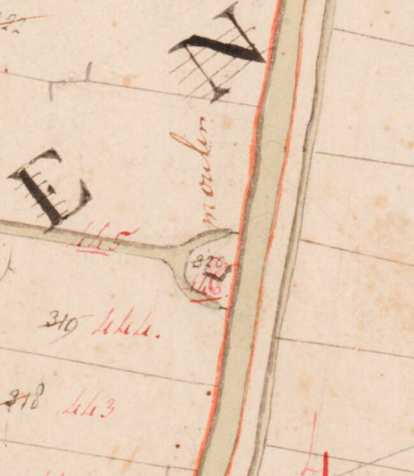 Molen 01045 f Vossepolder (Hillegom), Kadastrale kaart 1811-1832: minuutplan Hillegom, Zuid-Holland, sectie B, blad 02 | Database Nederlandse molens