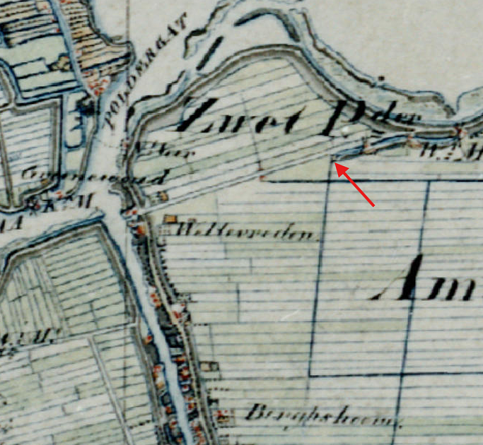 Molen 01005 e Vierambachtspolder, Braassemergang, molen nr. 4/ Meermolen (Woubrugge), detail van topograf.kaart | Database Nederlandse molens