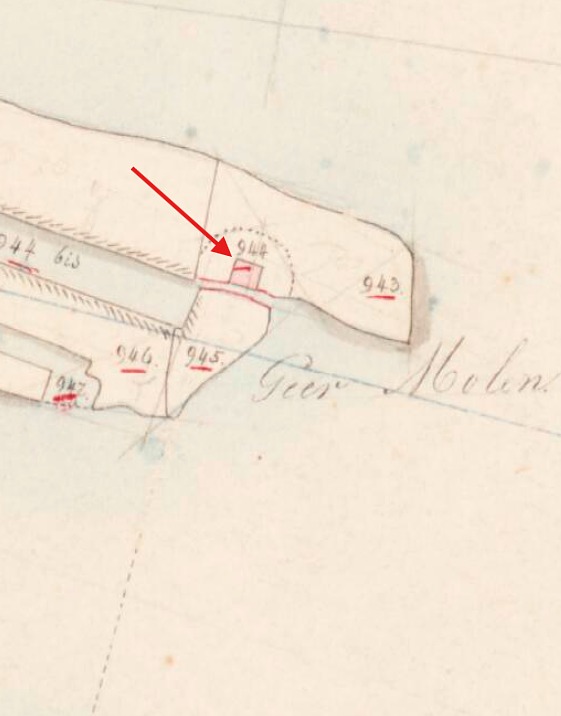 Molen 01159 b Geerpolder (Zuidbuurt), Kadastrale kaart 1811-1832: minuutplan Zoeterwoude, Zuid-Holland, sectie D, blad 02&nbsp; | Database Nederlandse molens