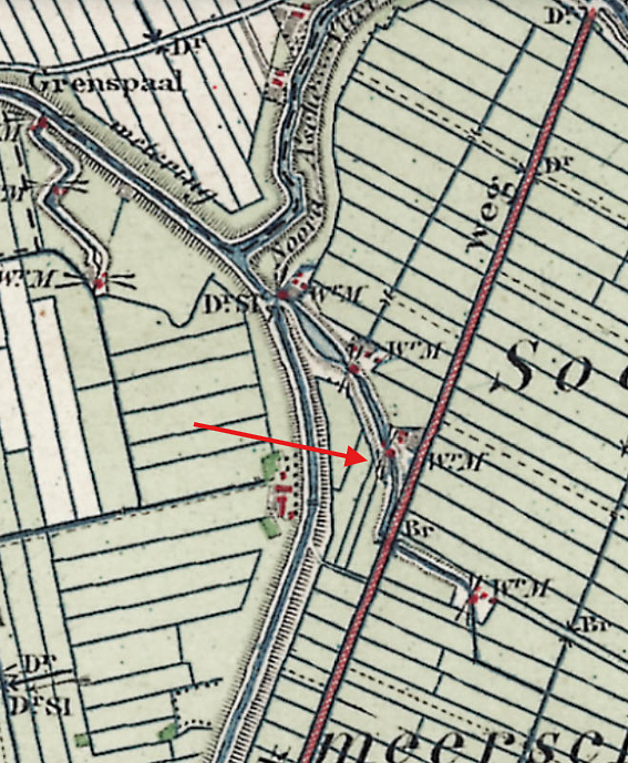 Molen 01159 e Zoetermeersche- of Nieuw Drooggemaakte Polder, molen no. 3 (Zoetermeer), detail topogr.kaart 1877 | Database Nederlandse molens