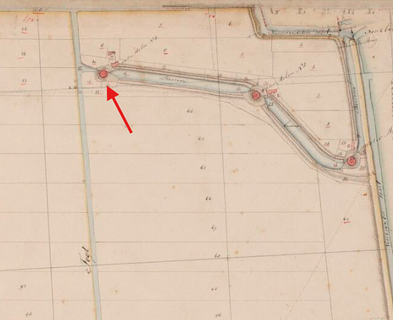 Molen 01213 k Achterofsche Polder, ondermolen / Nr. 3 (Boskoop), Kadastrale kaart 1811-1832: minuutplan Noord Waddinxveen, Zuid-Holland, sectie A, blad 01 | Database Nederlandse molens