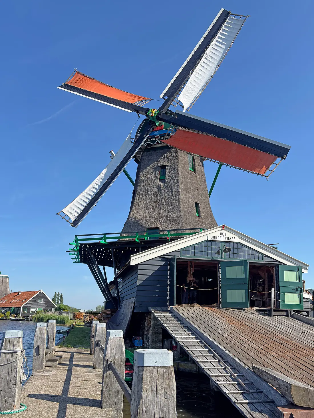 Molen 10139 Het Jonge Schaap (Zaandam), Bernhard IJskes (22-05-2026)&nbsp;Het Jonge Schaap draaiend met z'n nieuwe gevlucht! | Database Nederlandse molens