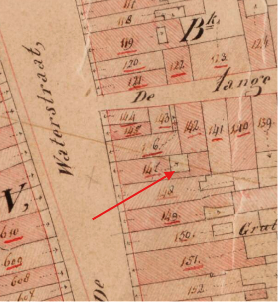 Molen Grutterij aan de Waterstraat (Zaltbommel), Kadastrale kaart 1811-1832: minuutplan Zaltbommel, Gelderland, sectie A, blad 01&nbsp; | Database Nederlandse molens