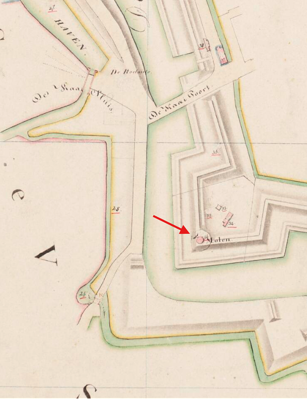 Molen 01868 c De Hoop (Steenbergen), Kadastrale kaart 1811-1832: minuutplan Steenbergen en Kruisland, Noord-Brabant, sectie W, blad 01 | Database Nederlandse molens