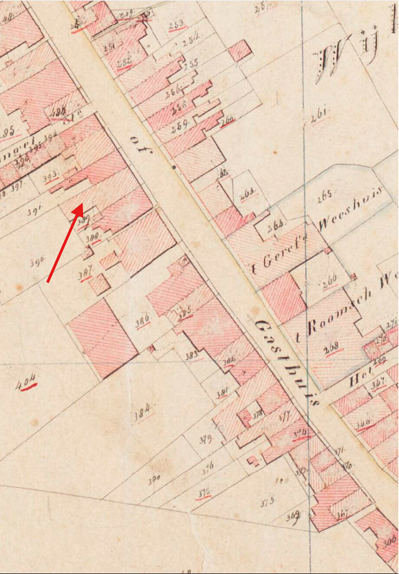 Molen Grutterij aan de Blauwstraat -westzijde (Steenbergen), Kadastrale kaart 1811-1832: minuutplan Steenbergen en Kruisland, Noord-Brabant, sectie W, blad 02 | Database Nederlandse molens